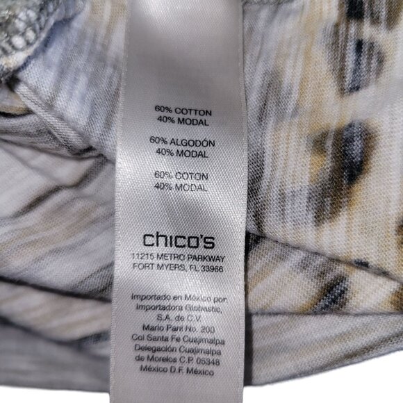 Chicos Womens Leopard & Striped Print Long Sleeve Top Size 2 Cotton/Modal - Picture 6 of 6